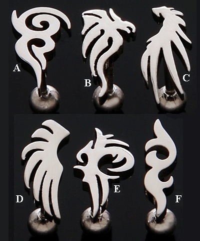 Cartilage Piercing Jewelry on Tribal Design Tragus Cartilage Piercing Asymetrical Earring Pairs