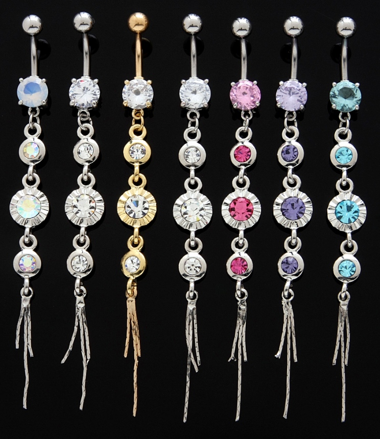 Round Waterfall Design Long Dangle Belly Button Navel Ring